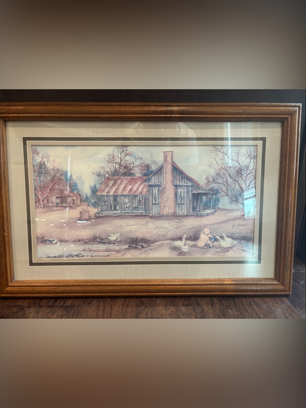 Vintage Ava Freeman “Feeding Time” Framed Lithograph Print